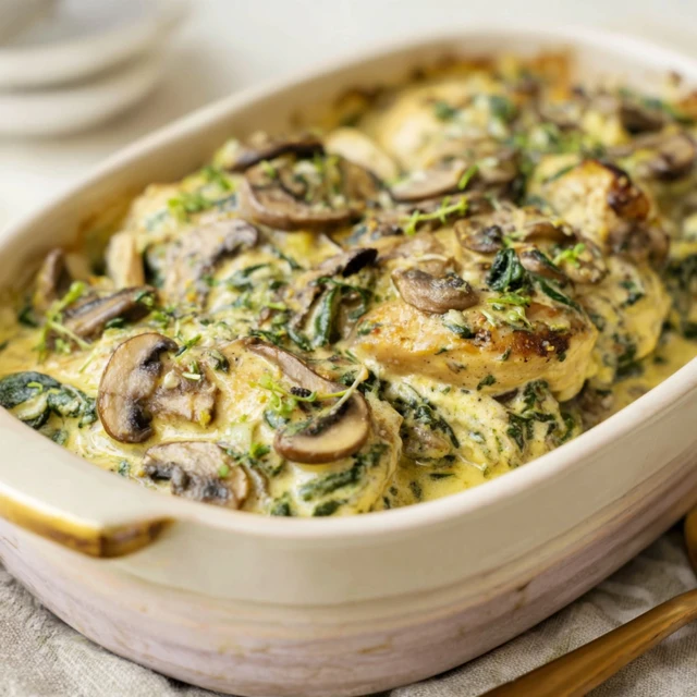 ULTIMATE CHICKEN SPINACH MUSHROOM BAKE