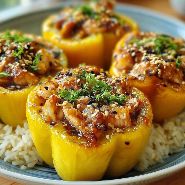 VIBRANT STICKY TERIYAKI PINEAPPLE CHICKEN STUFFED PEPPERS