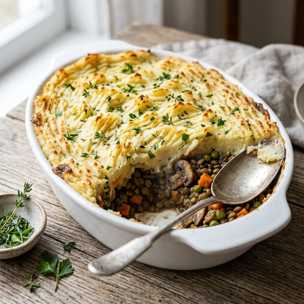 The Best Vegetarian Lentil Shepherd’s Pie (Rich Savory Gravy & Golden Mash)